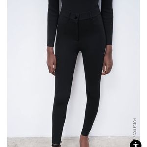 Zara Buttoned Leggings Black
